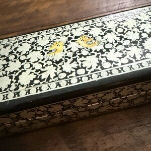 Handcrafted Black and Silver Decorative Wood and Papier Mache Box Artisan Unique